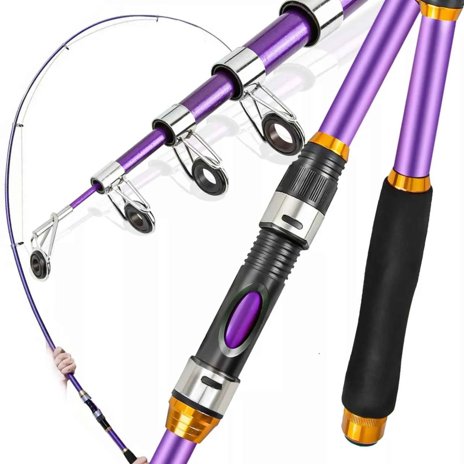 Fiberglass Foldable Fishing Rod - All-Water Spinning Fishing Rod & Fish Casting Rod for Outdoor Travel, Portable Fish Rods for Global Anglers