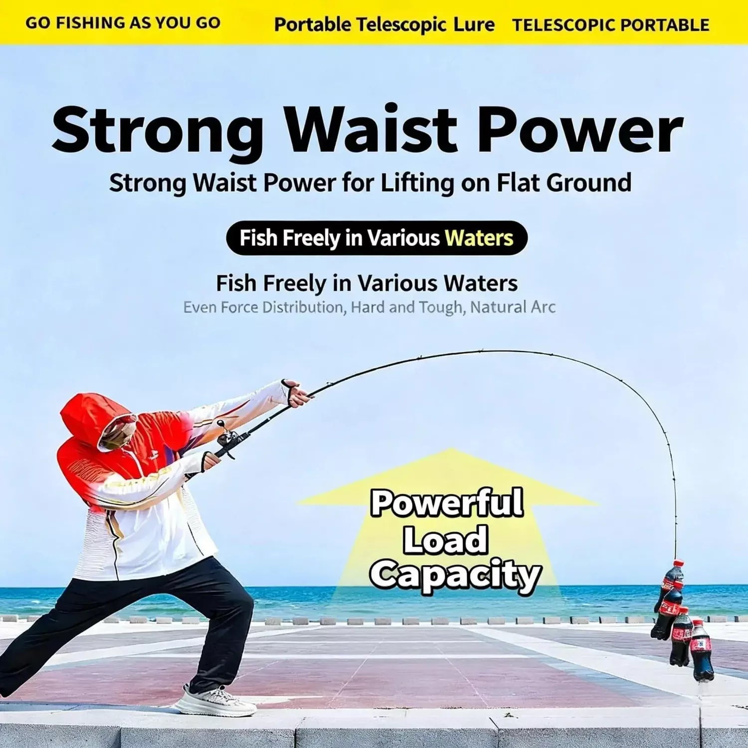 Ultra-Compact Carbon Fiber telescoping fishing rod and reel combo