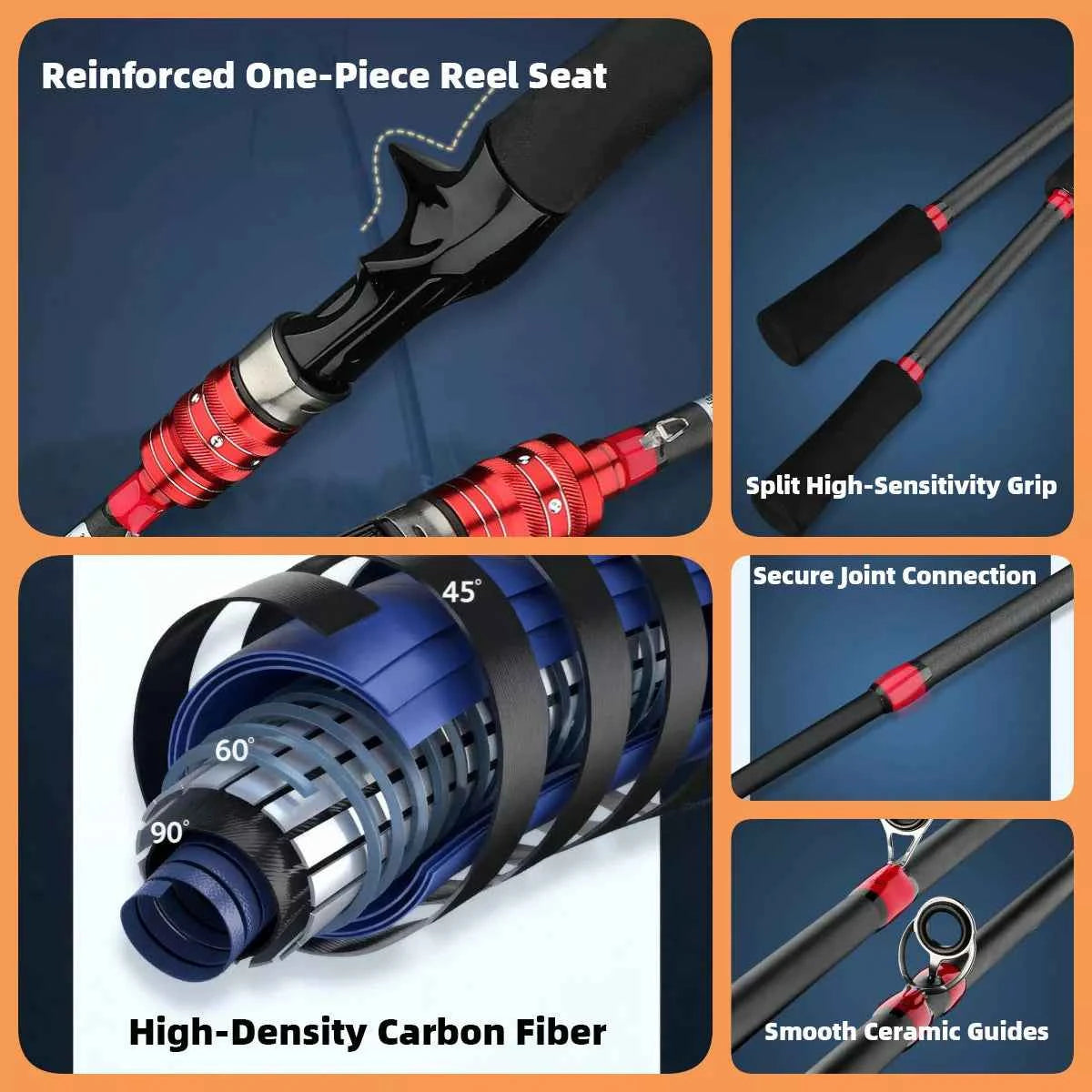 Carbon Fiber Fishing Rods Reels Combos - Spinning Rod Reel Combo & Rod & Reel Combo Baitcaster for Freshwater & Saltwater Angling