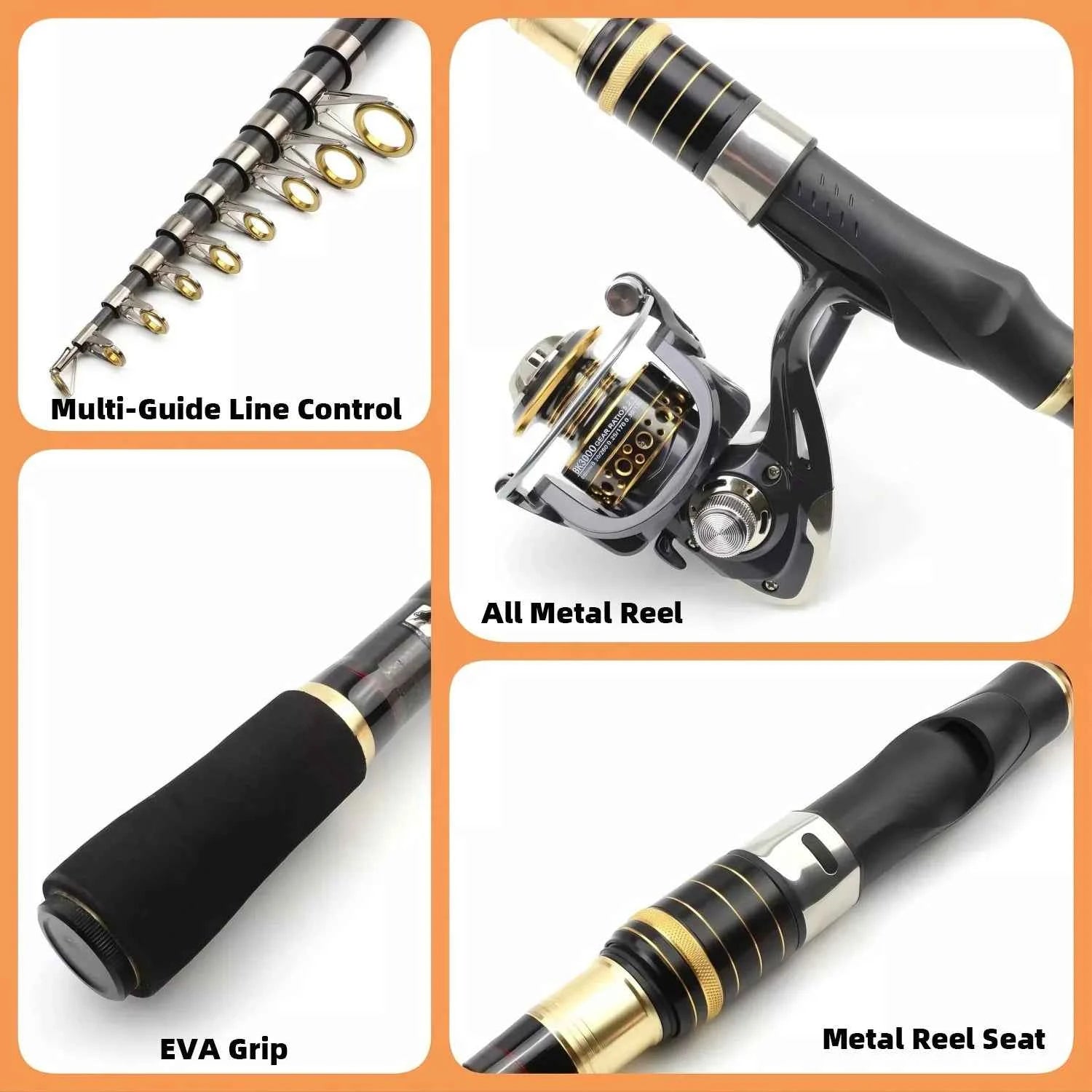 Premium Carbon Telescopic Fishing Rod and Reel Combo | Ultralight Fishing Rod and Reel Combo, Spinning Combo Rod Reel for Freshwater & Saltwater Fishing