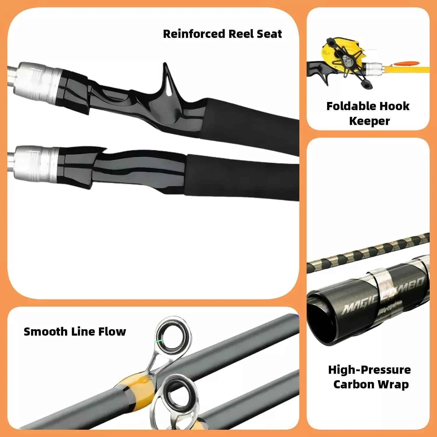 All-in-One Carbon Fiber Ultralight Fishing Rod Reel Combo - Bait Casting/Spin Reel for Saltwater & All Waters, Beginner-Friendly