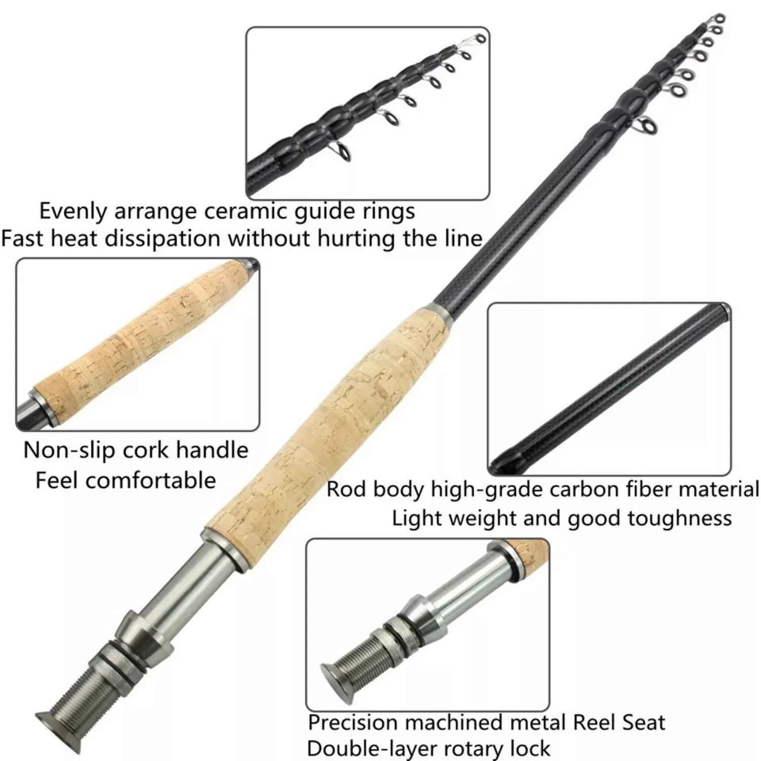 Premium Carbon Fishing Rod Folding - Fast Action Fishing Fly Rods for Outdoor Angling | Suitable for Perch, Pike & Travel