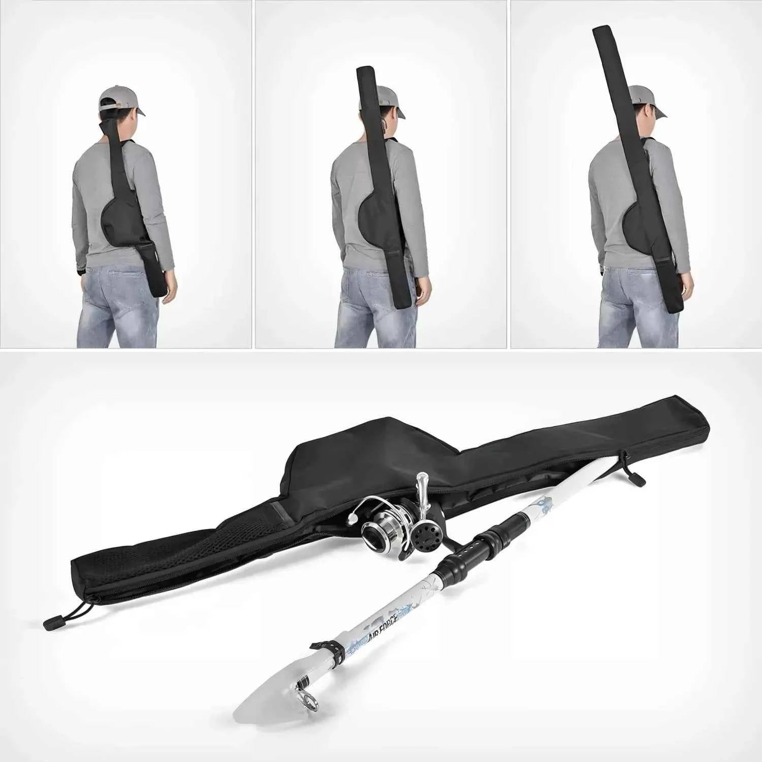 Foldable Soft Fishing Rod Bag - 1000D Oxford Cloth Fishing Pole Rod Carrying Case for Lure & Sea Fishing