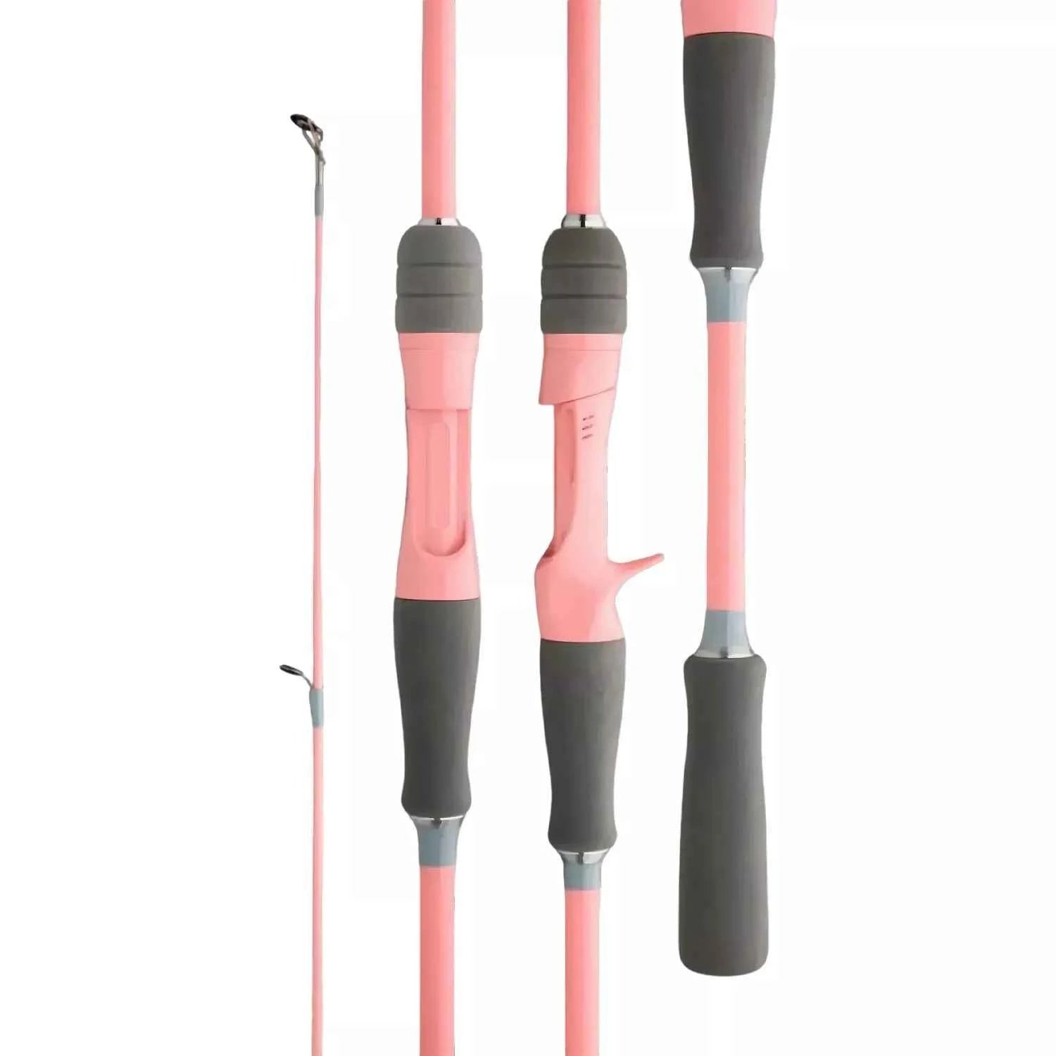 Pink Carbon Fishing Rod and Reel Combo - M/UL Action Spinning/Casting Set with Lures & Line for Lake Fishing
