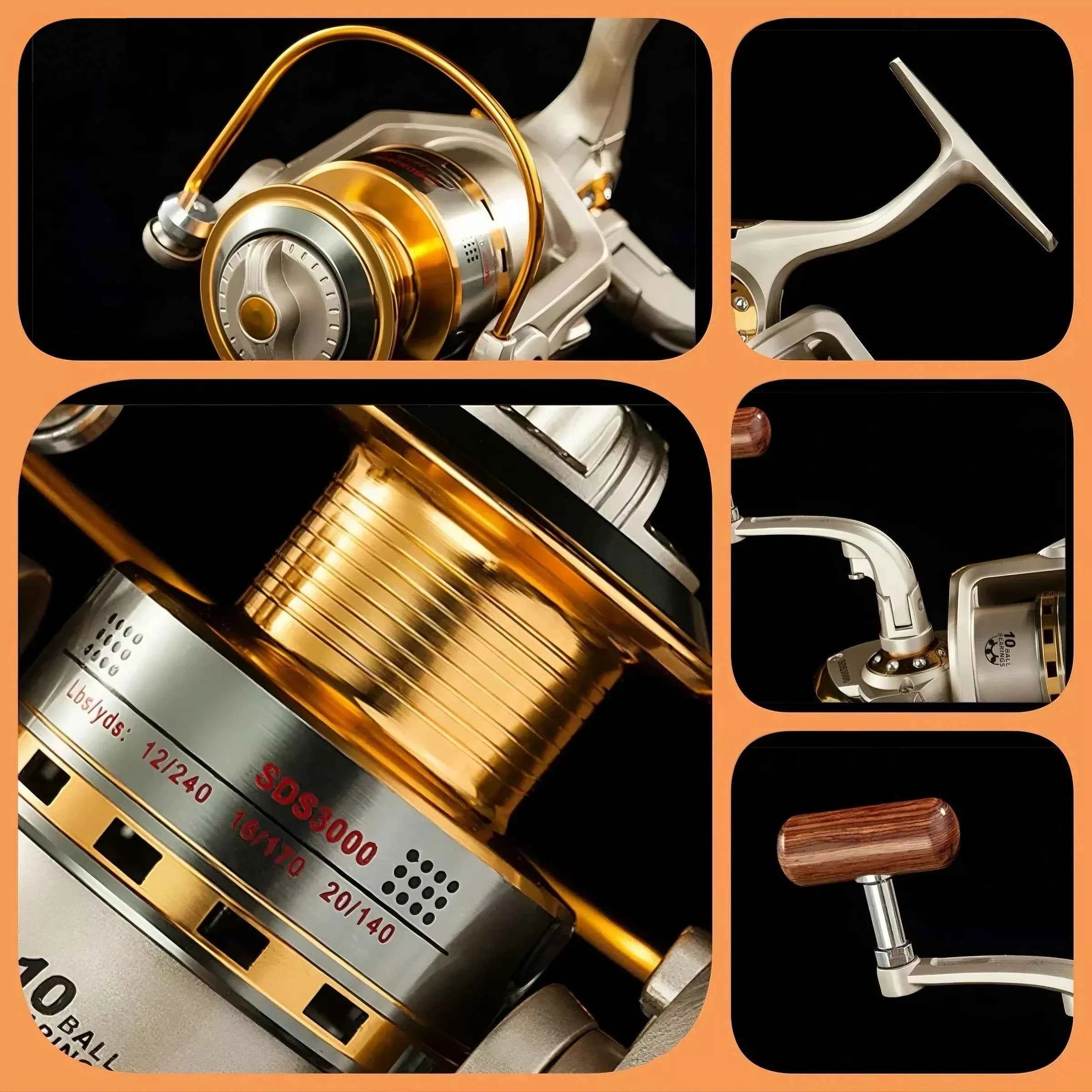Durable Open Face Fishing Reel with Foldable Handle - Smooth Casting Hand Fishing Reel for Saltwater & Freshwater Angling