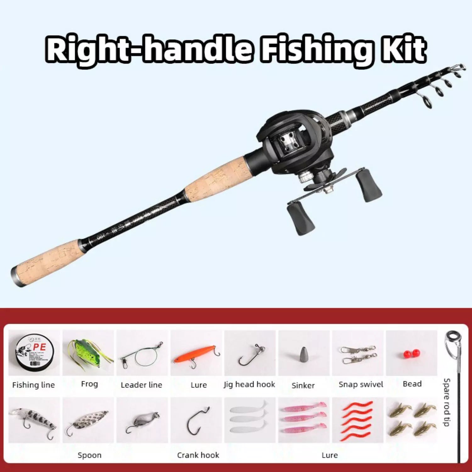 Portable Carbon Fiber Surf Fishing Rod and Reel Combo with Travel Bag - M Action Spinning & Casting Set