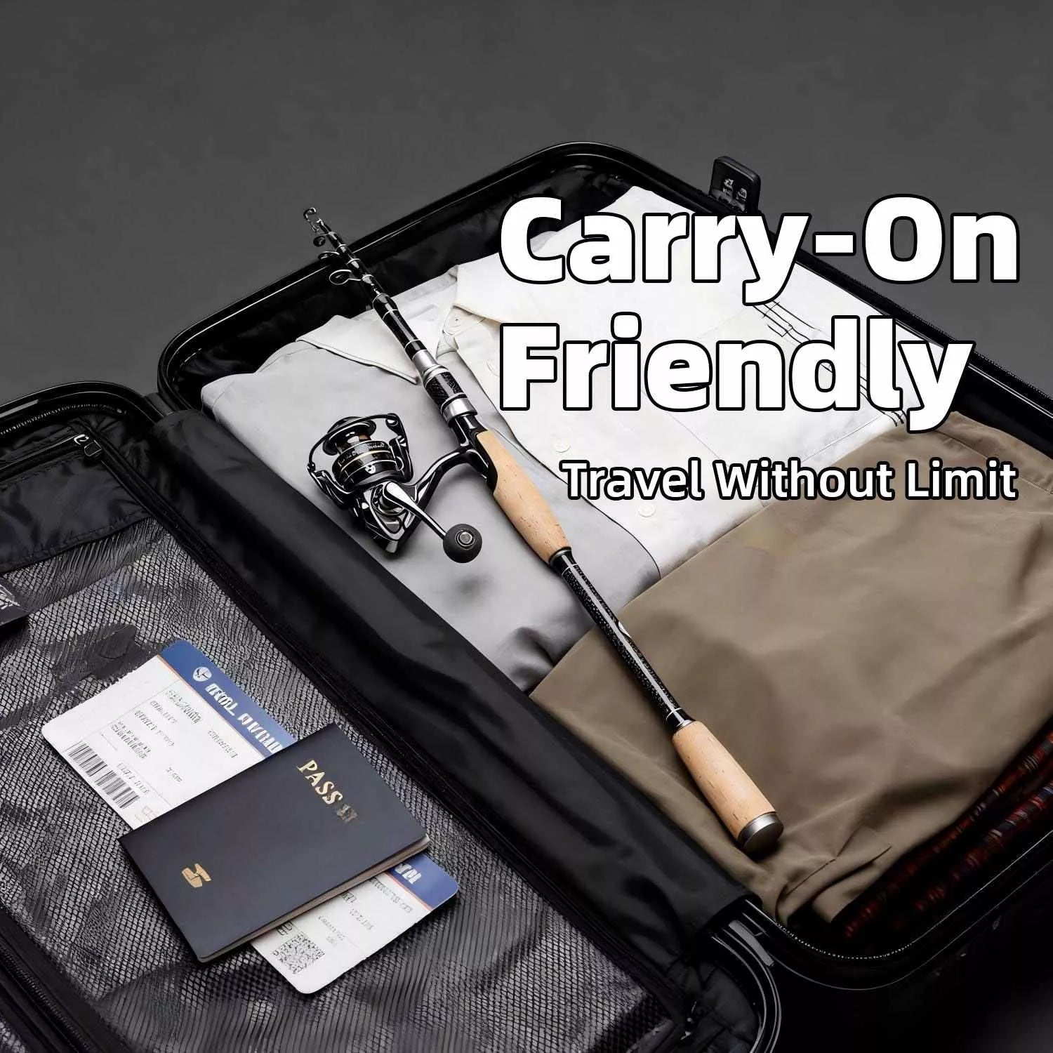 Portable Carbon Fiber Surf Fishing Rod and Reel Combo with Travel Bag - M Action Spinning & Casting Set