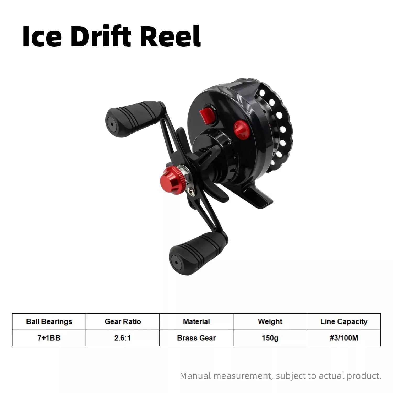Ice Fishing Rod and Reel Combo - 50/60/70cm Fiberglass Setup with Free Tackle Kit
