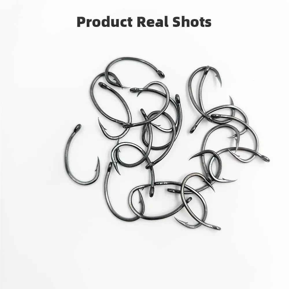 High-Carbon Steel Micro Barb Hooks – Wide Gap Single Hook Fishing Tackle
