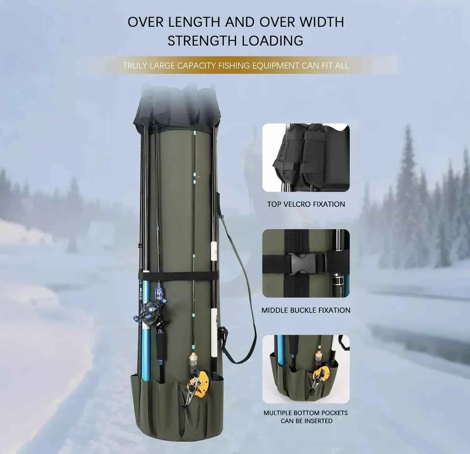 1.15M Large Capacity Waterproof Fishing Rod Case - Multi-Functional Single Shoulder & Handheld fishing tackle Storage Bag