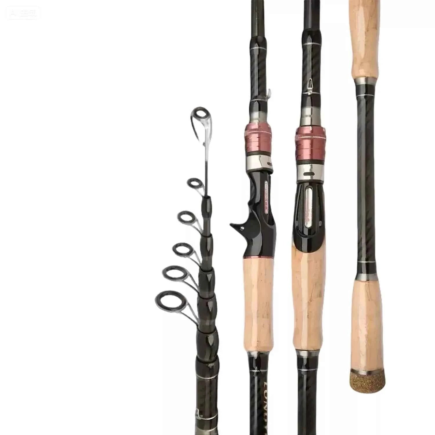 Portable Extendable Fishing Rod - High-Carbon Cork Fishing Rod for Fishing Rods Spinning (1.8m-3.6m, Saltwater Ready)