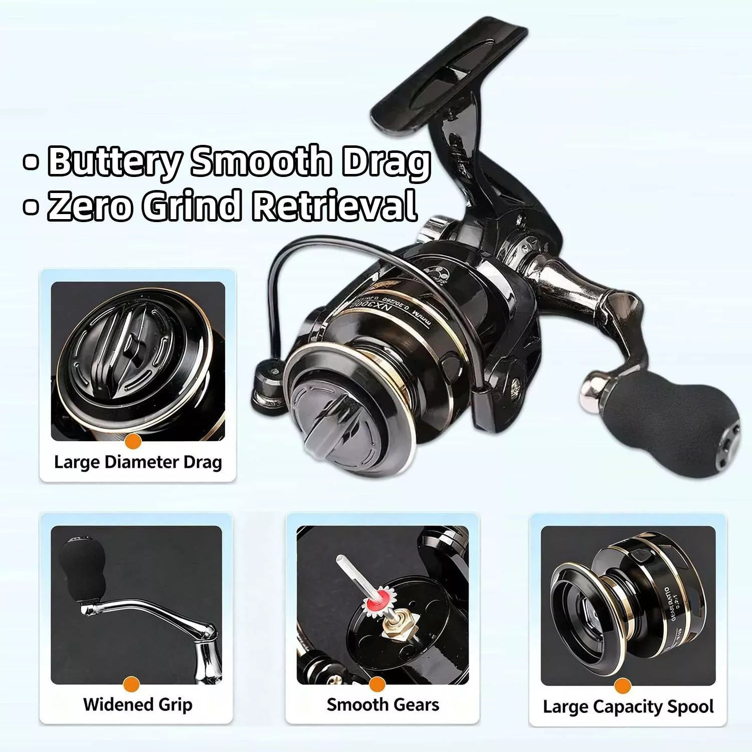 Portable Carbon Fiber Surf Fishing Rod and Reel Combo with Travel Bag - M Action Spinning & Casting Set