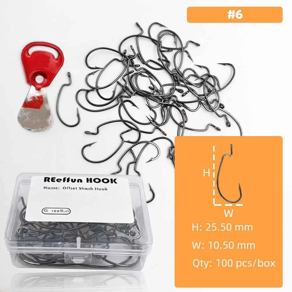 High Carbon Steel EWG Fishing Hooks - Offset Worm Hooks for Bass, Catfish & Soft Baits