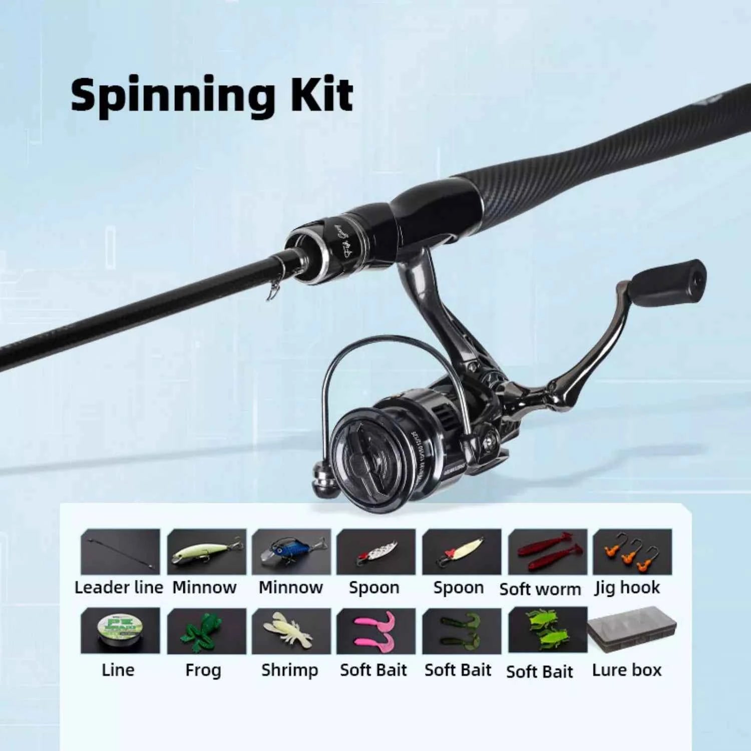High Carbon Medium Action Lure Rod - Open Face Fishing Rod and Reel Combo, 1.8m-2.7m for Streams, Lakes & Coastal Fishing