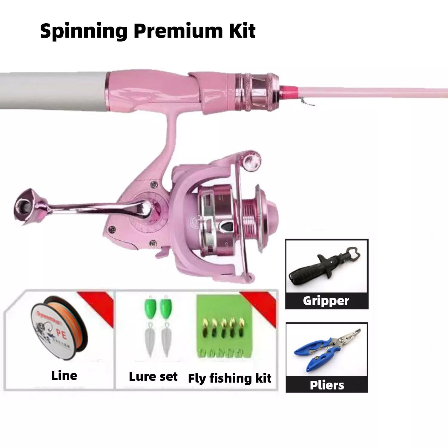 Pink Fishing Rod Combo - UL Light Carbon Lure Rod for Saltwater & Freshwater Micro Jigging (1.5m-1.98m)