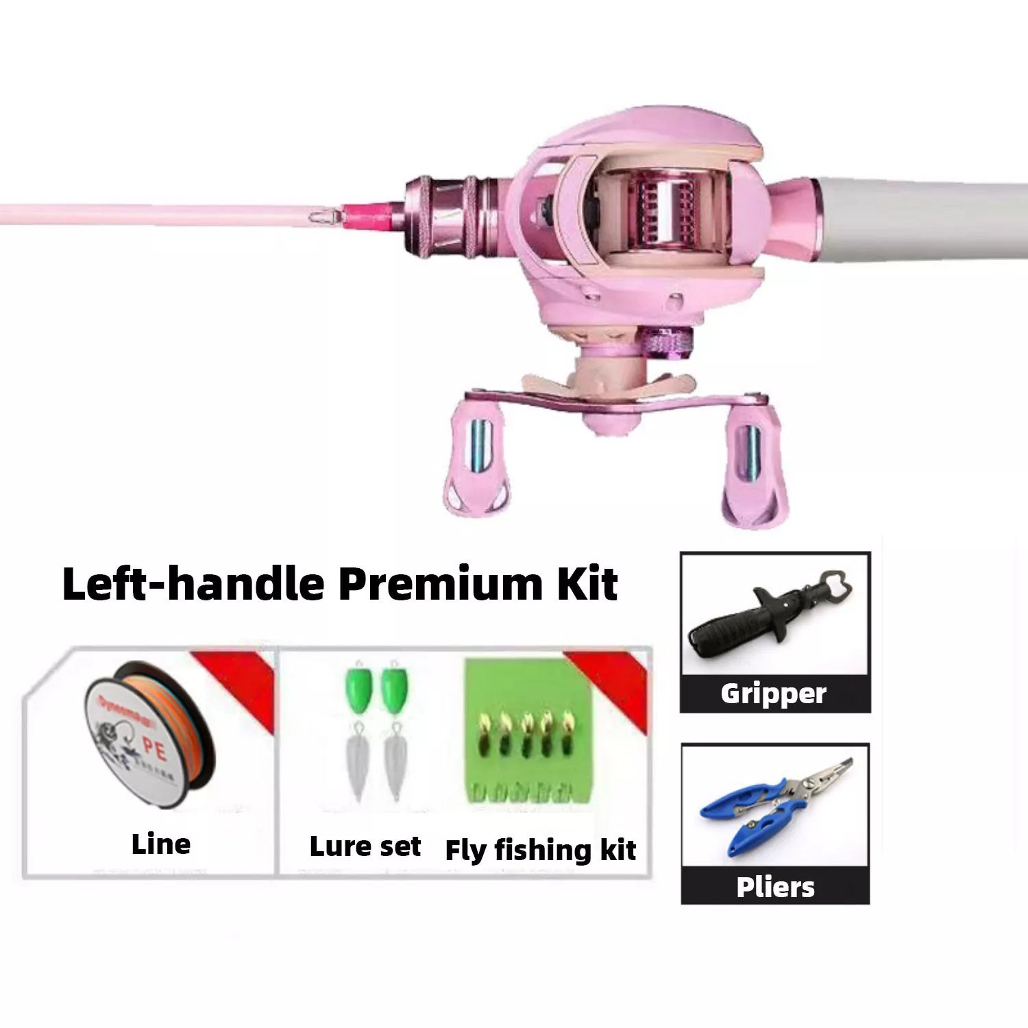 Pink Fishing Rod Combo - UL Light Carbon Lure Rod for Saltwater & Freshwater Micro Jigging (1.5m-1.98m)