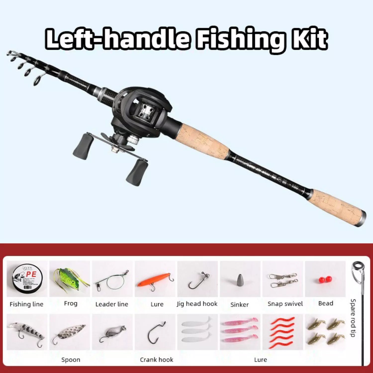 Portable Carbon Fiber Surf Fishing Rod and Reel Combo with Travel Bag - M Action Spinning & Casting Set
